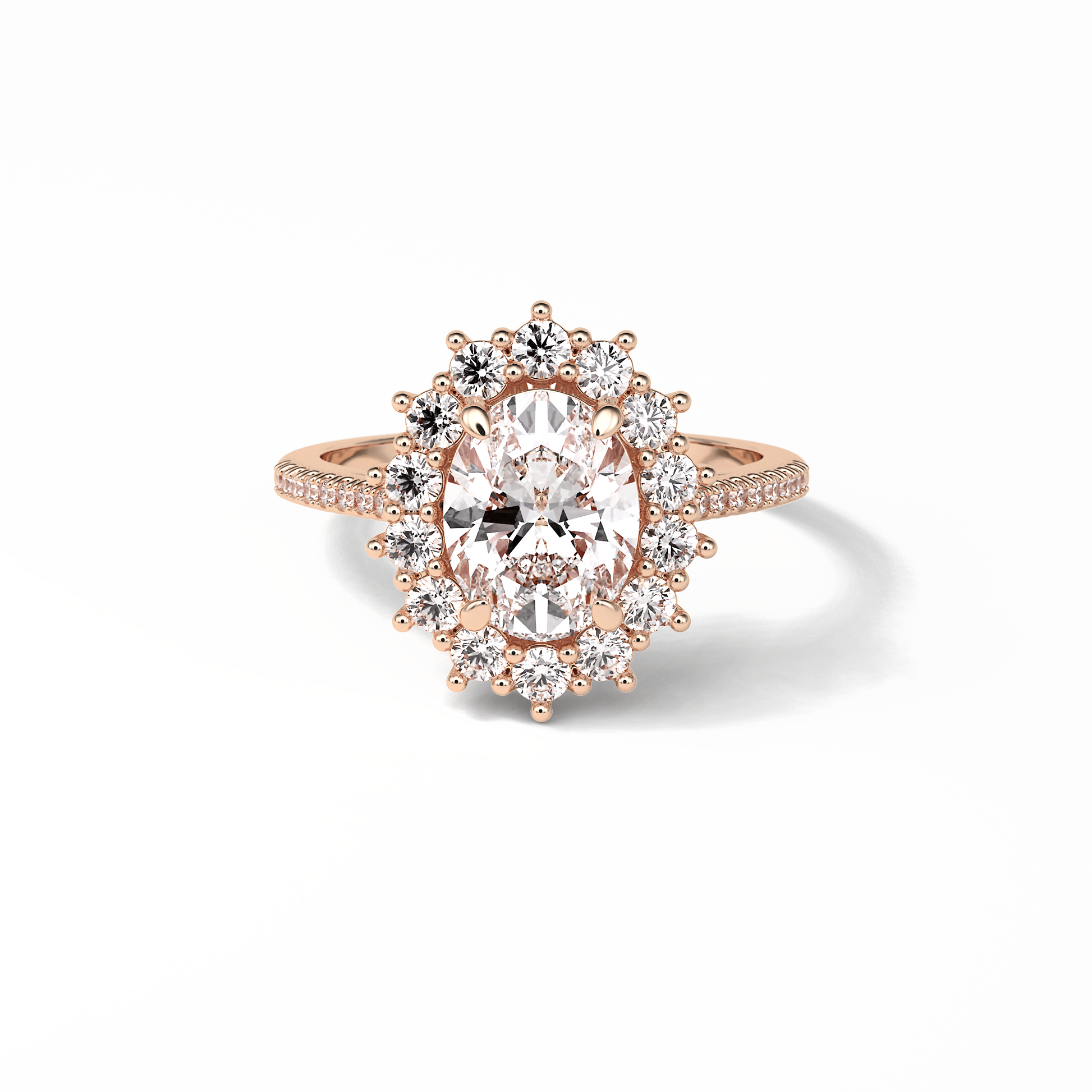 Oval Halo & Pave Lab Grown Diamond Engagement Ring
