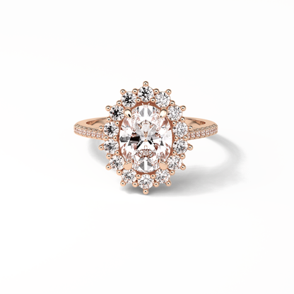 Oval Halo & Pave Lab Grown Diamond Engagement Ring