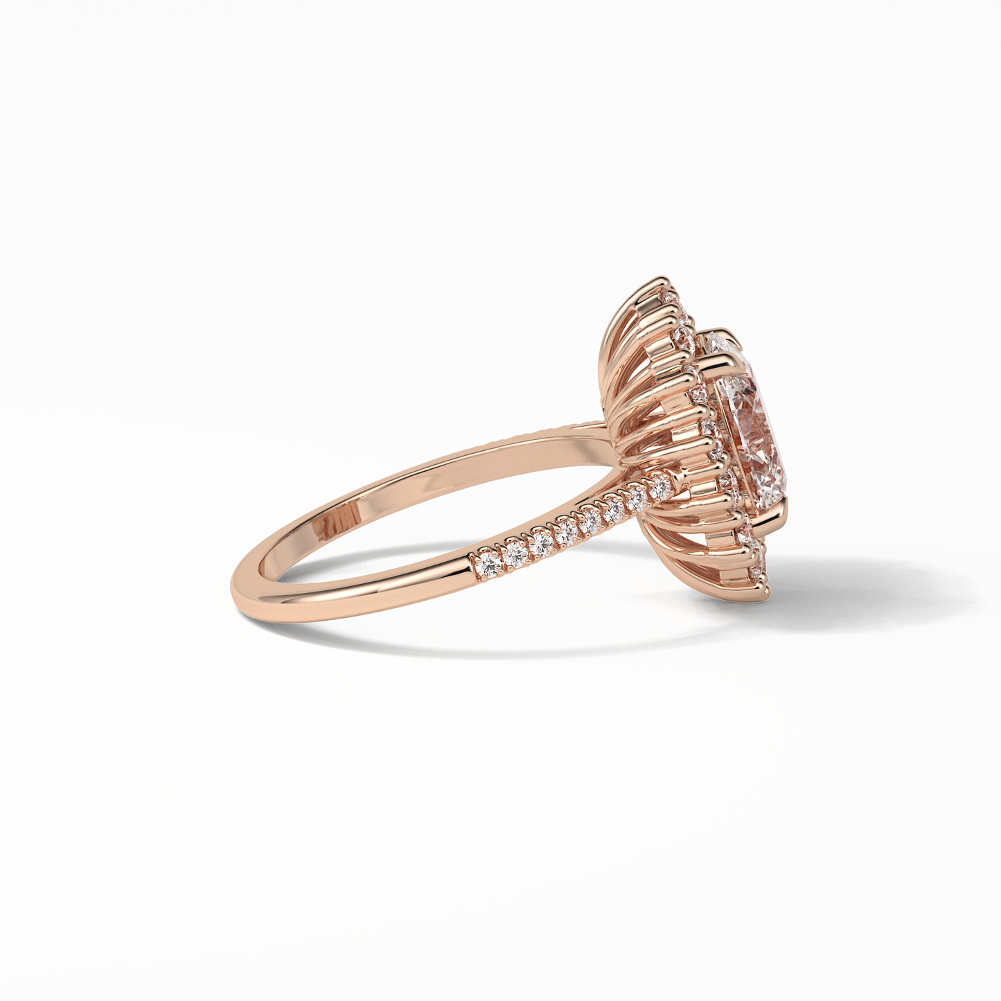 Oval Halo & Pave Lab Grown Diamond Engagement Ring