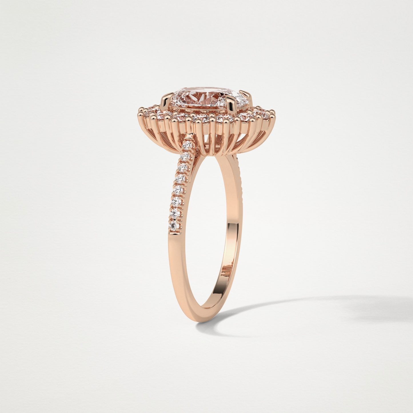 Oval Halo & Pave Lab Grown Diamond Engagement Ring