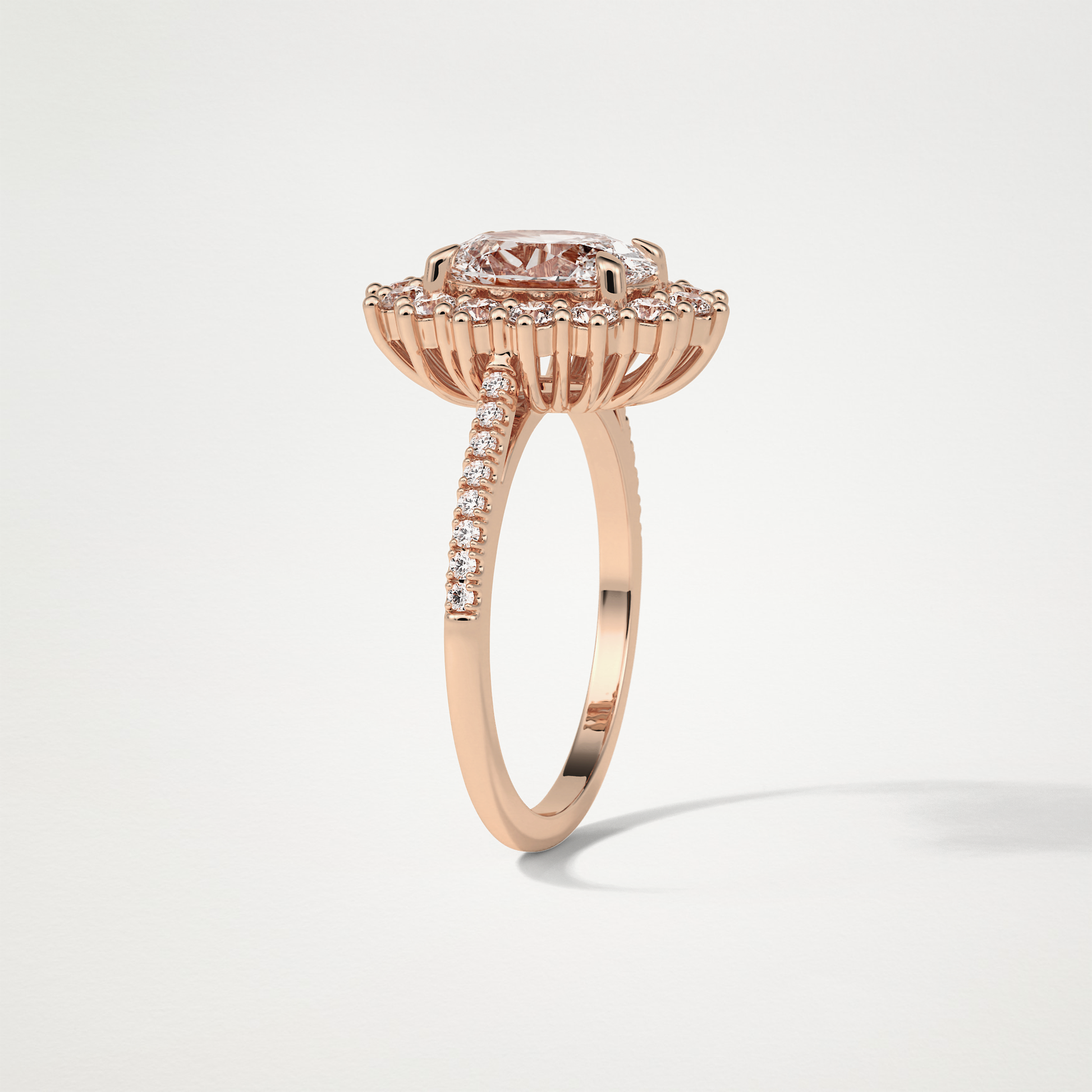 Oval Halo & Pave Lab Grown Diamond Engagement Ring