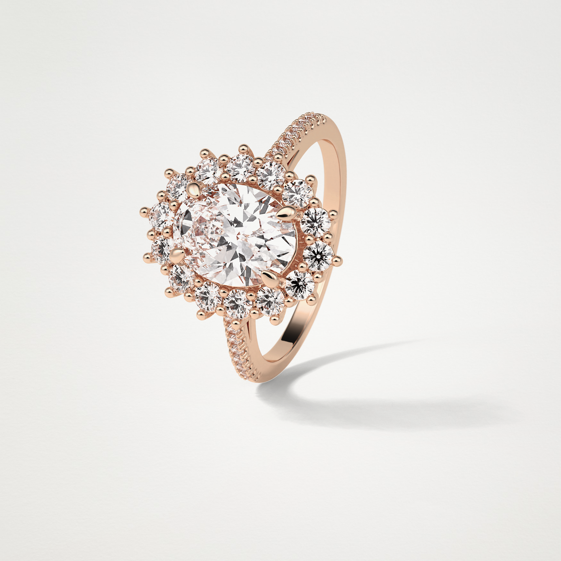 Oval Halo & Pave Lab Grown Diamond Engagement Ring