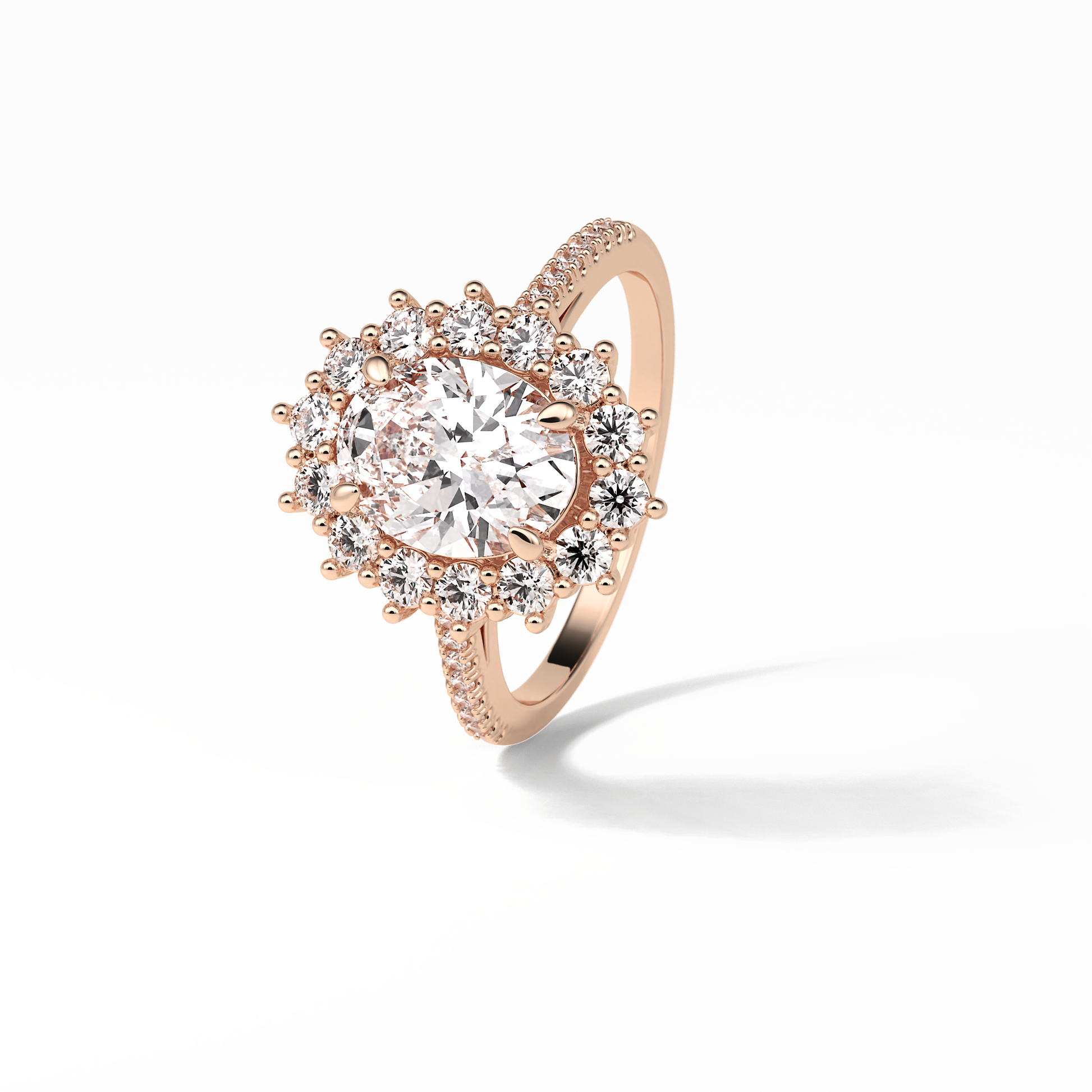 Oval Halo & Pave Lab Grown Diamond Engagement Ring