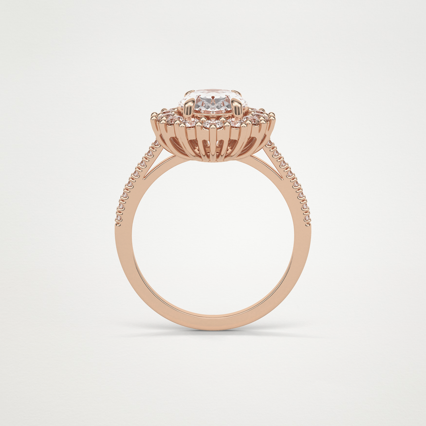 Oval Halo & Pave Lab Grown Diamond Engagement Ring