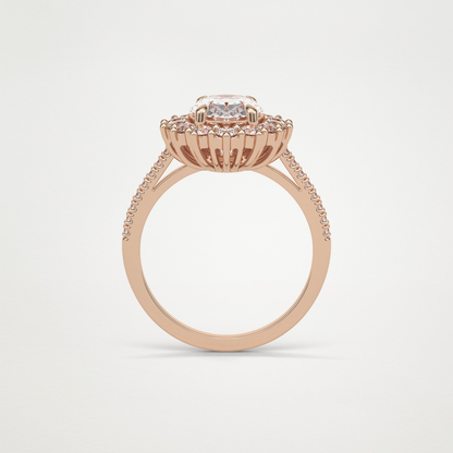 Oval Halo & Pave Lab Grown Diamond Engagement Ring