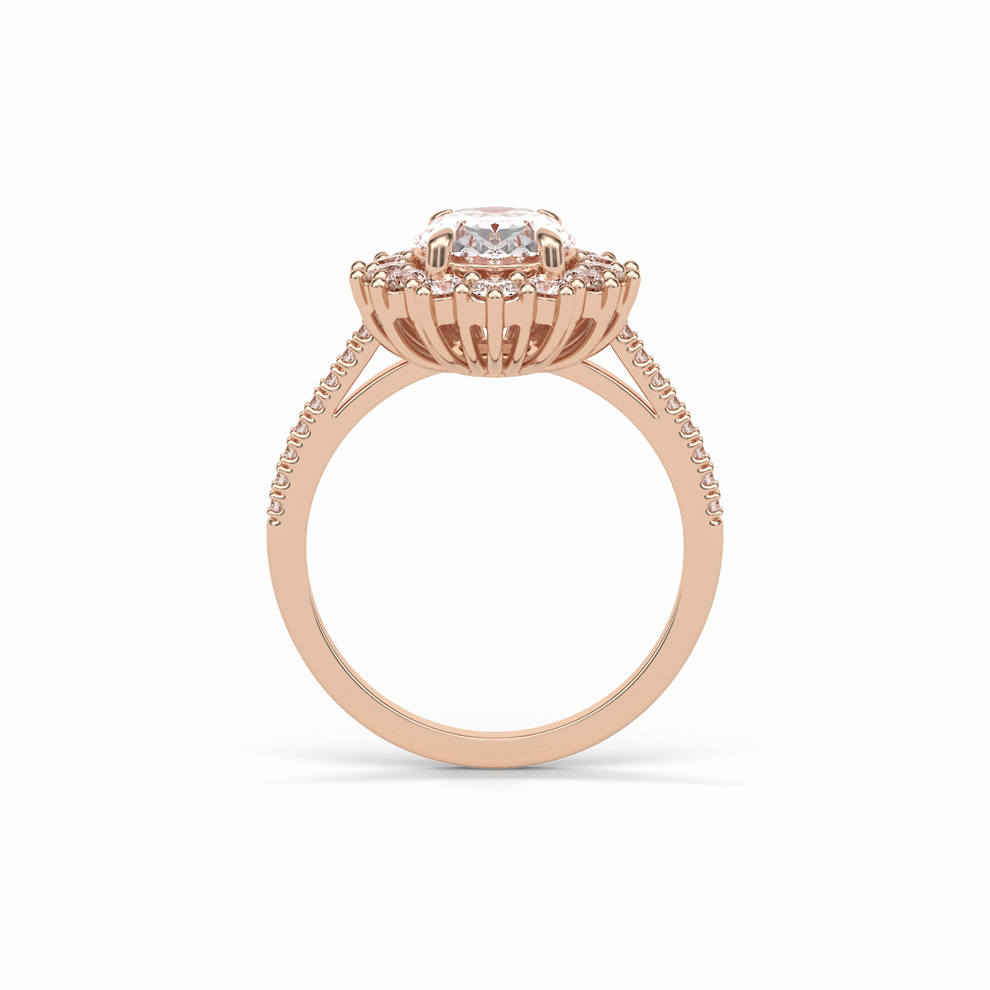 Oval Halo & Pave Lab Grown Diamond Engagement Ring