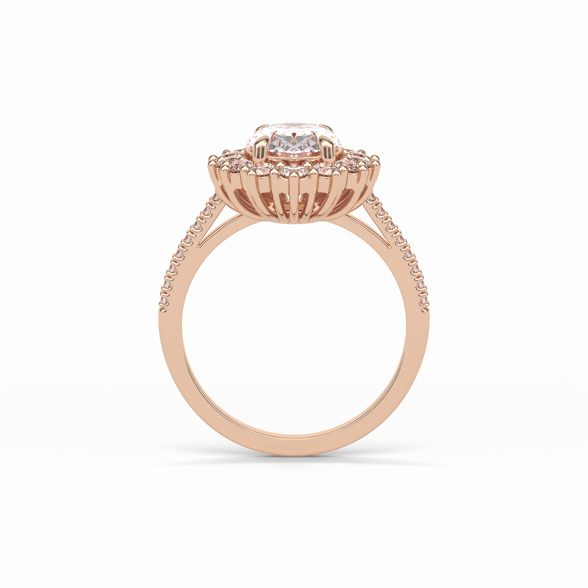 Oval Halo & Pave Lab Grown Diamond Engagement Ring