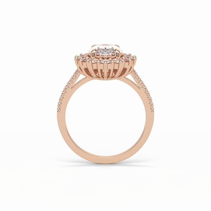 Oval Halo & Pave Lab Grown Diamond Engagement Ring