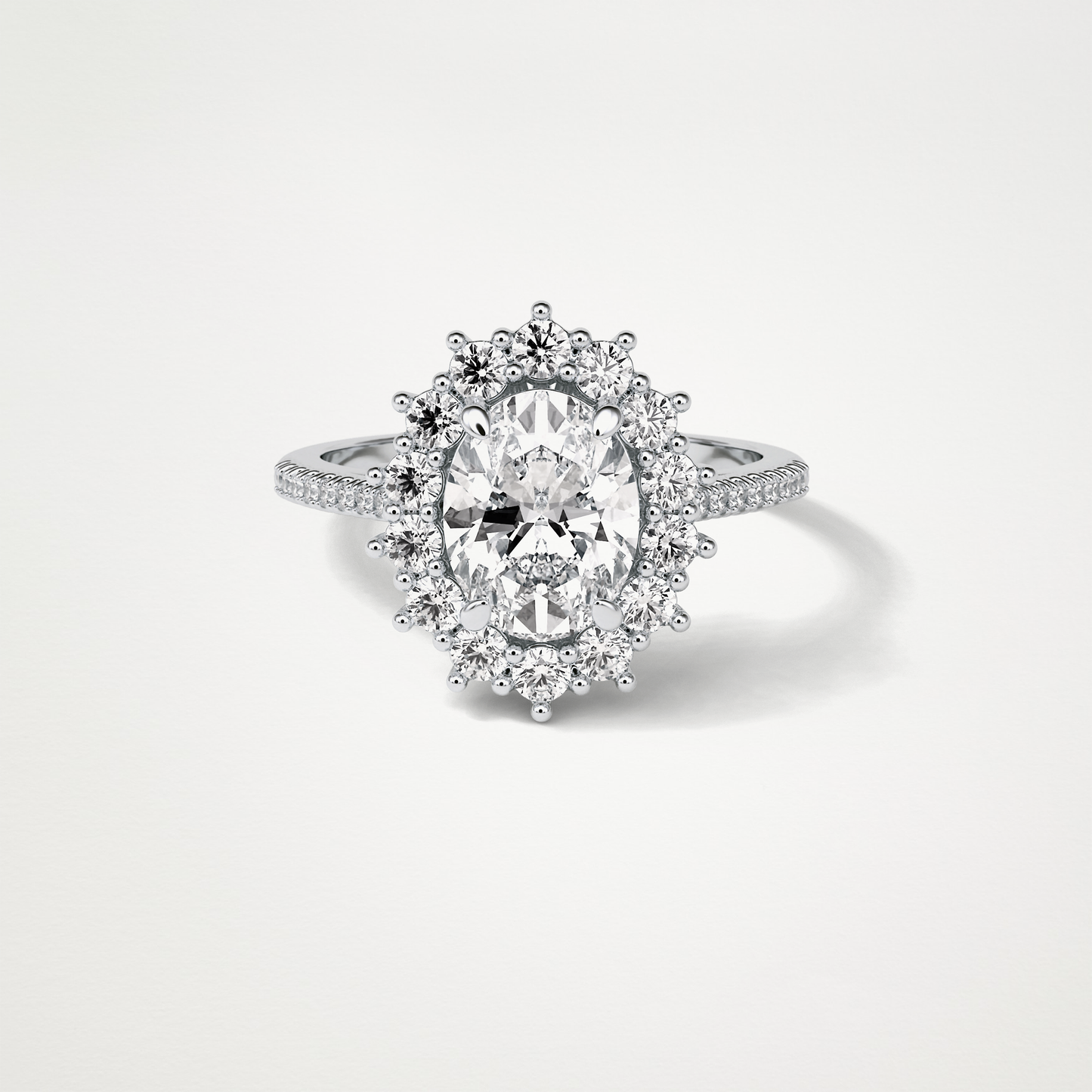 Oval Halo & Pave Lab Grown Diamond Engagement Ring