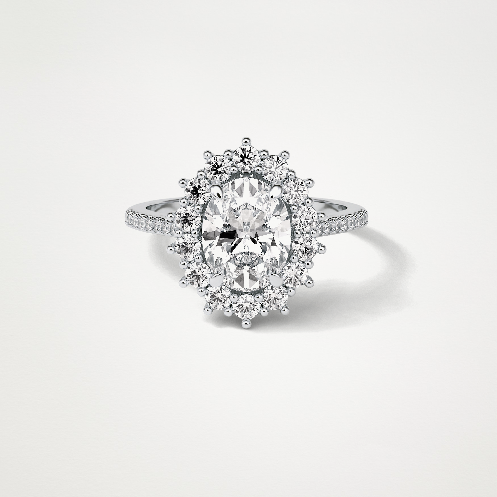 Oval Halo & Pave Lab Grown Diamond Engagement Ring