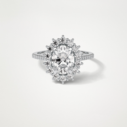 Oval Halo & Pave Lab Grown Diamond Engagement Ring