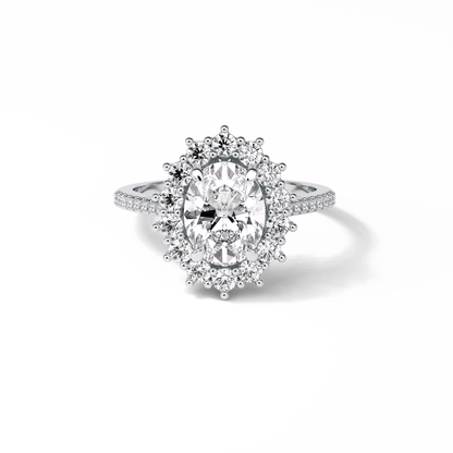 Oval Halo & Pave Lab Grown Diamond Engagement Ring