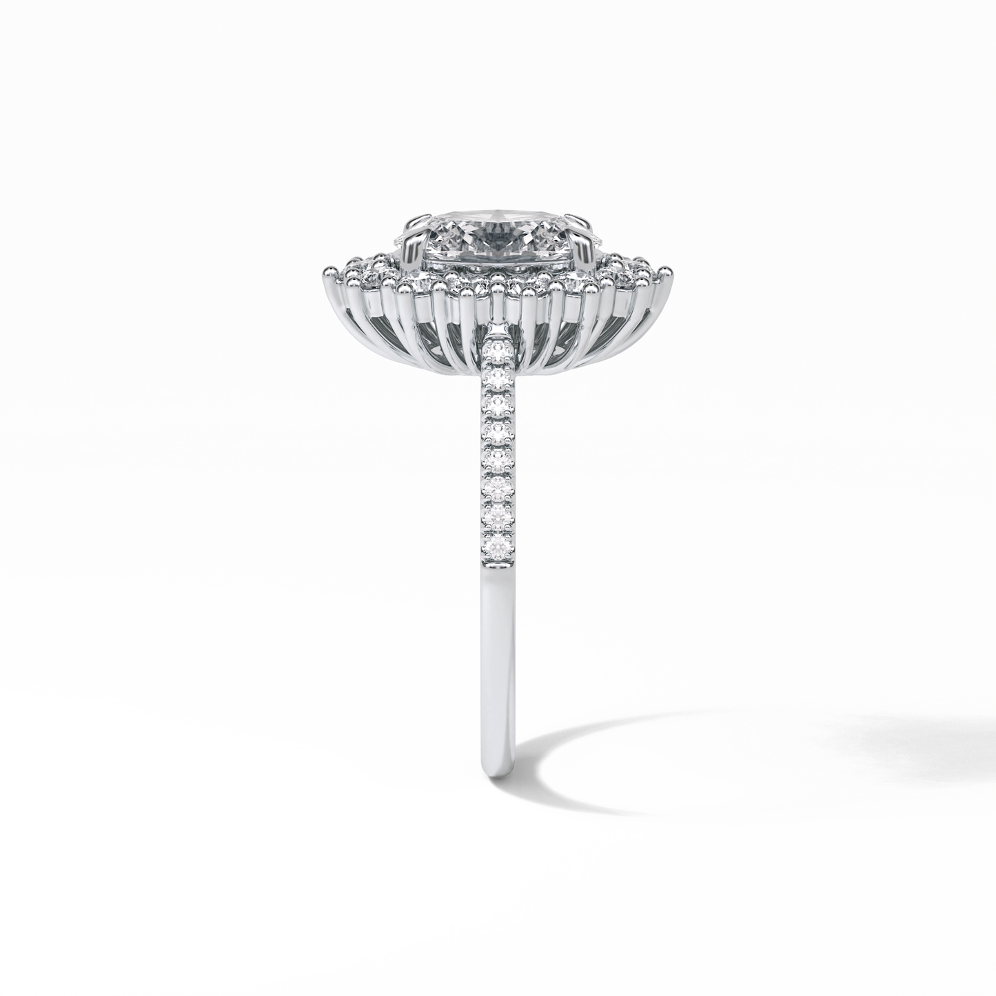 Oval Halo & Pave Lab Grown Diamond Engagement Ring