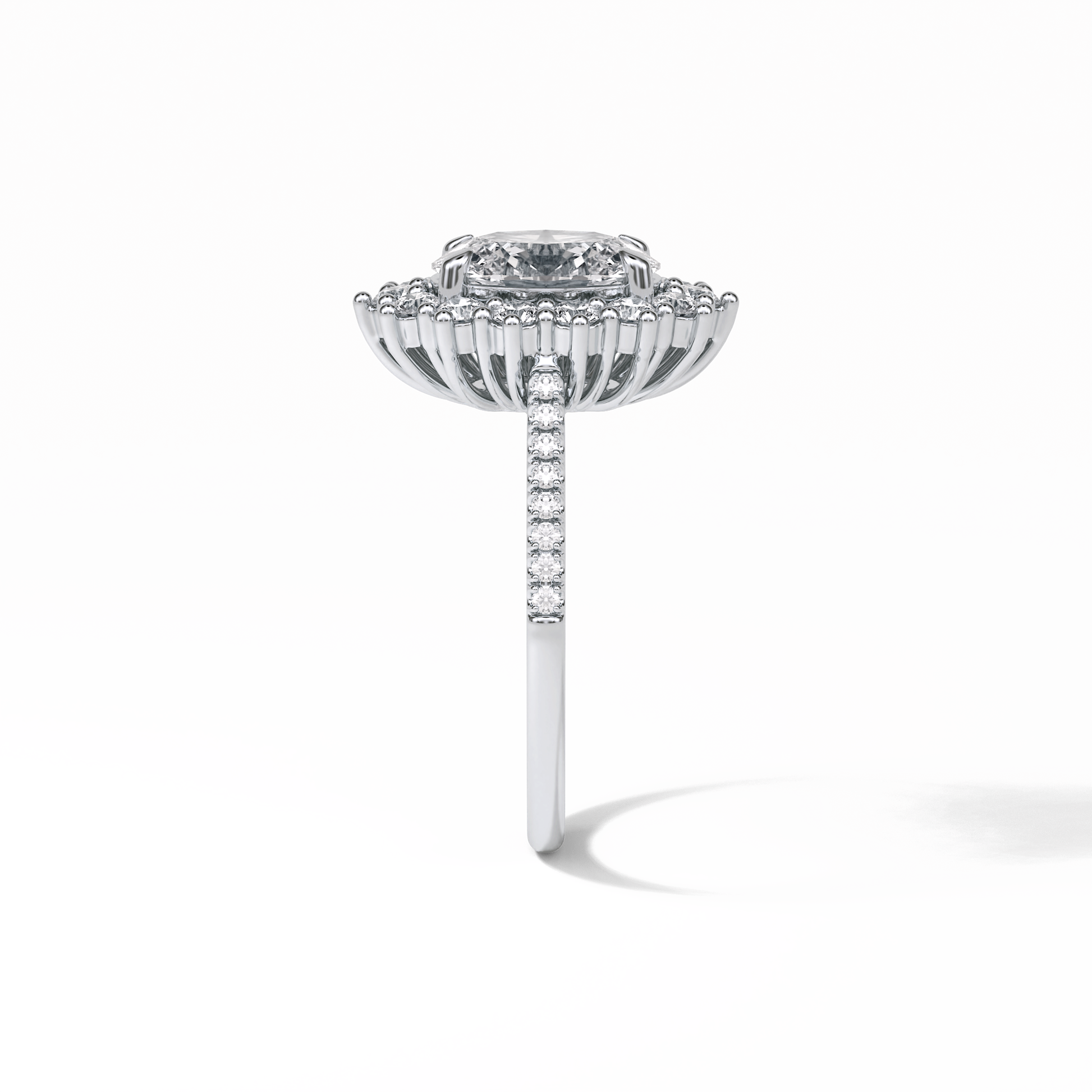 Oval Halo & Pave Lab Grown Diamond Engagement Ring