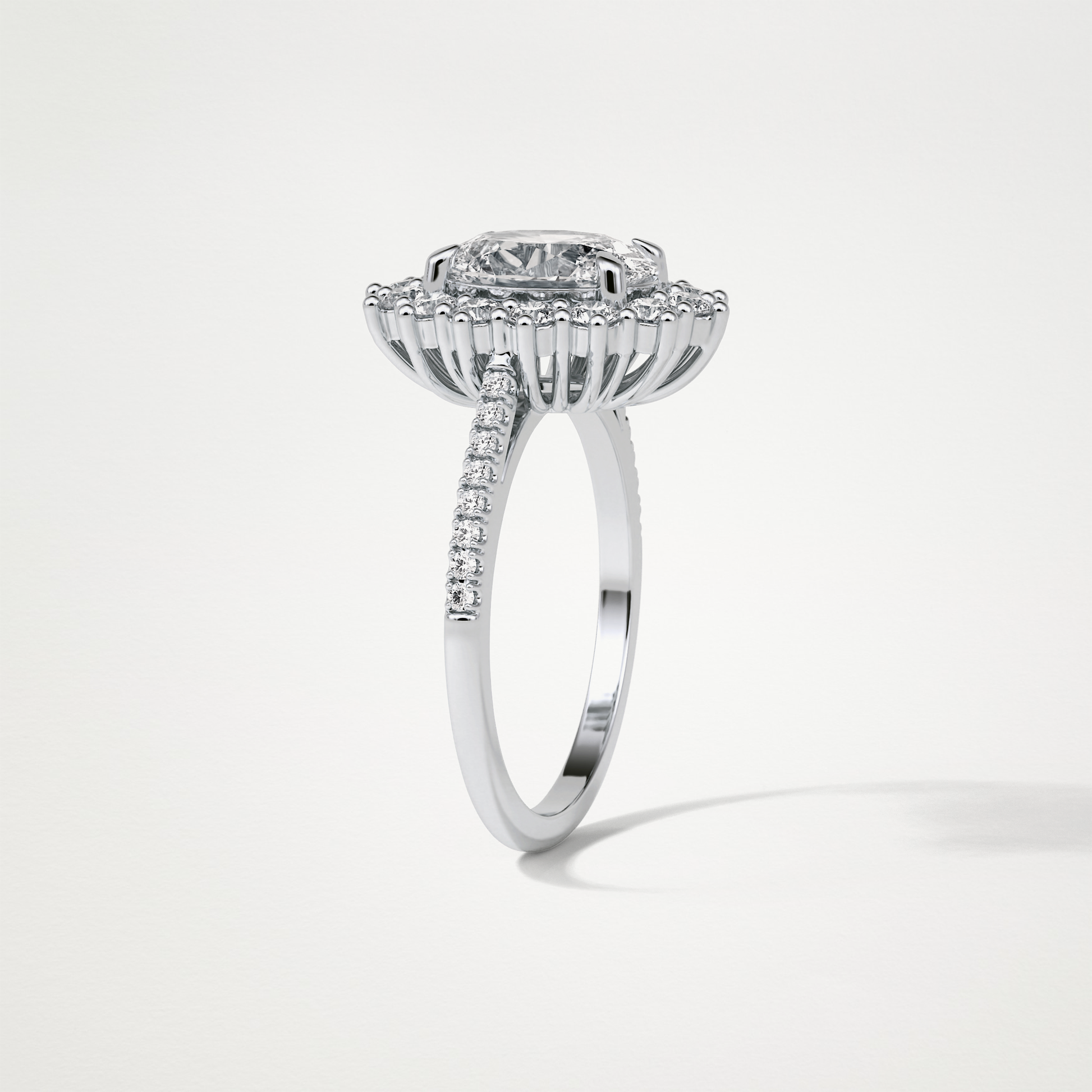 Oval Halo & Pave Lab Grown Diamond Engagement Ring