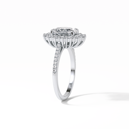 Oval Halo & Pave Lab Grown Diamond Engagement Ring