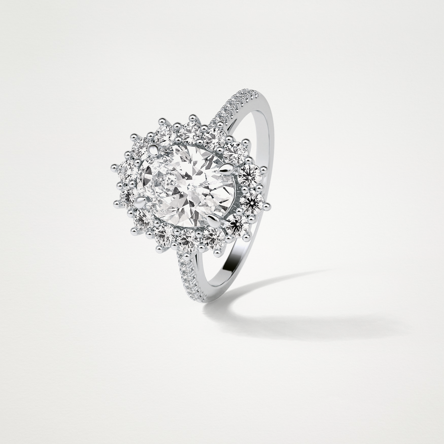 Oval Halo & Pave Lab Grown Diamond Engagement Ring