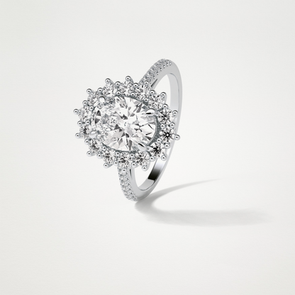 Oval Halo & Pave Lab Grown Diamond Engagement Ring