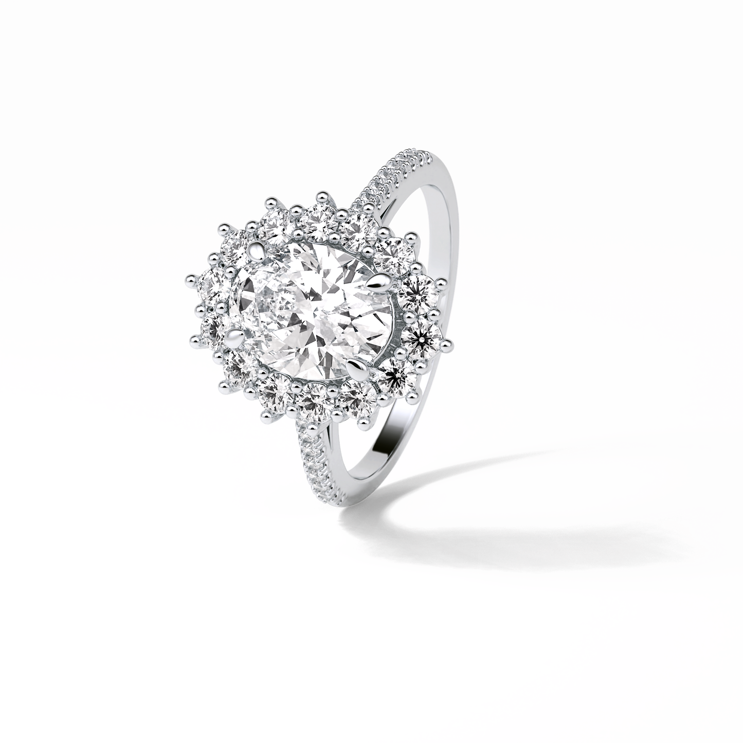 Oval Halo & Pave Lab Grown Diamond Engagement Ring