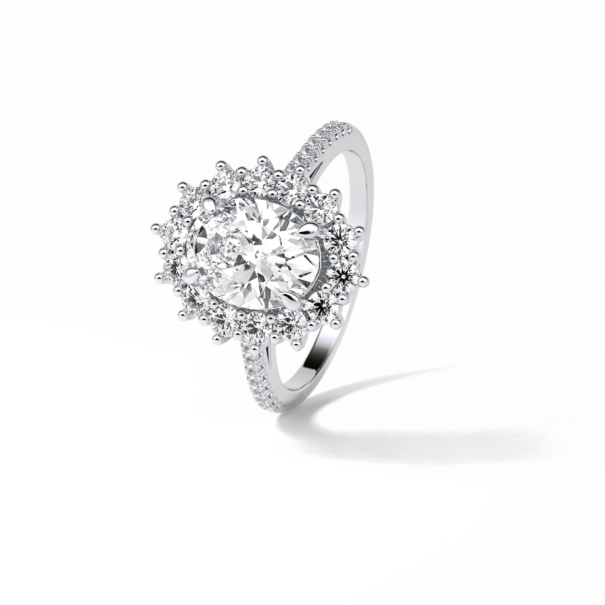 Oval Halo & Pave Lab Grown Diamond Engagement Ring
