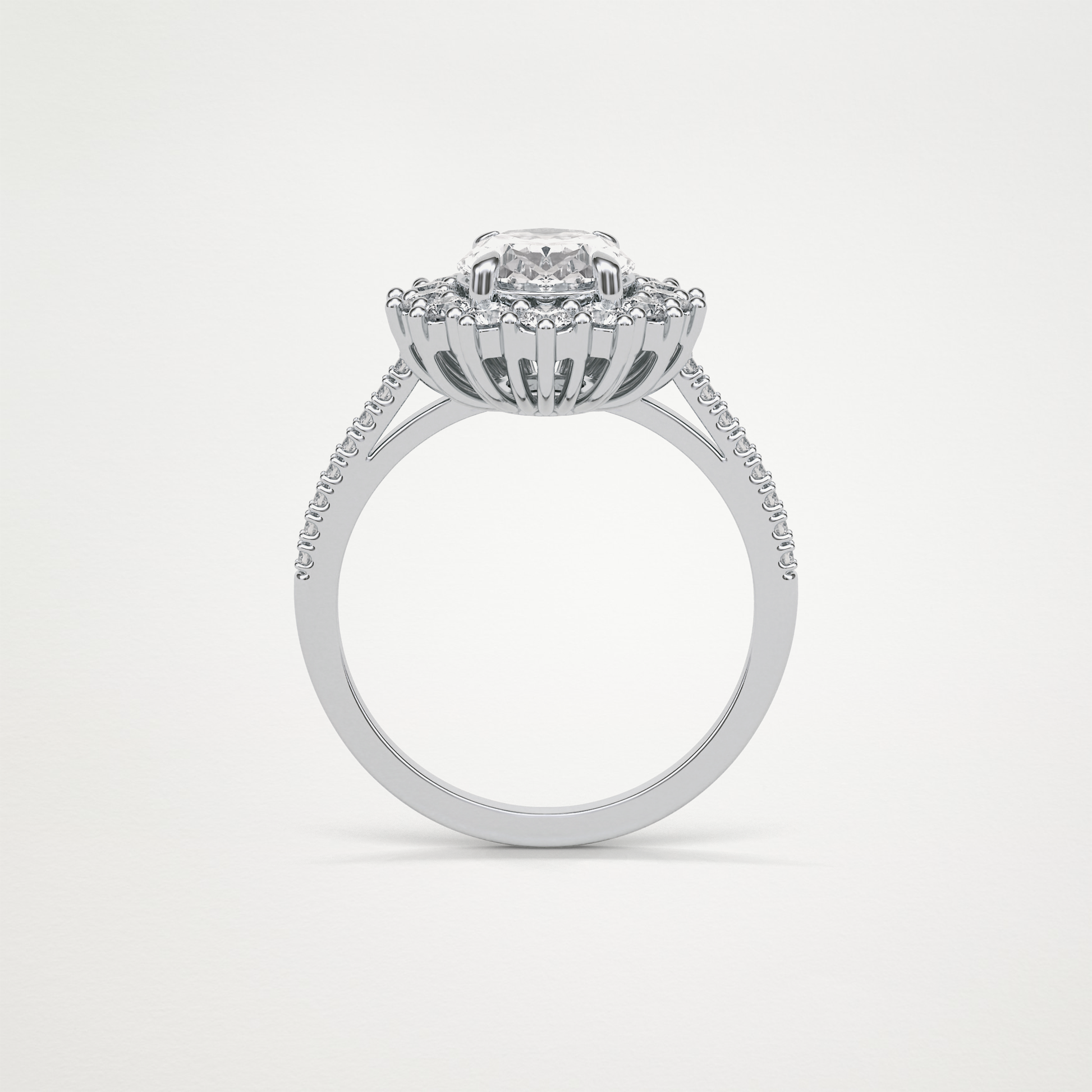 Oval Halo & Pave Lab Grown Diamond Engagement Ring