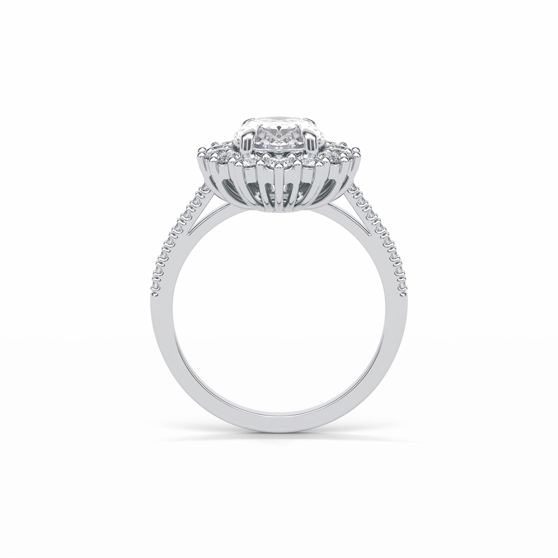 Oval Halo & Pave Lab Grown Diamond Engagement Ring