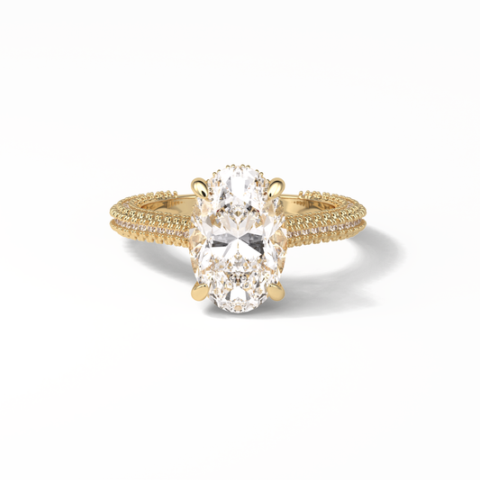 Oval Pave & Hidden Halo Lab Grown Diamond Engagement Ring