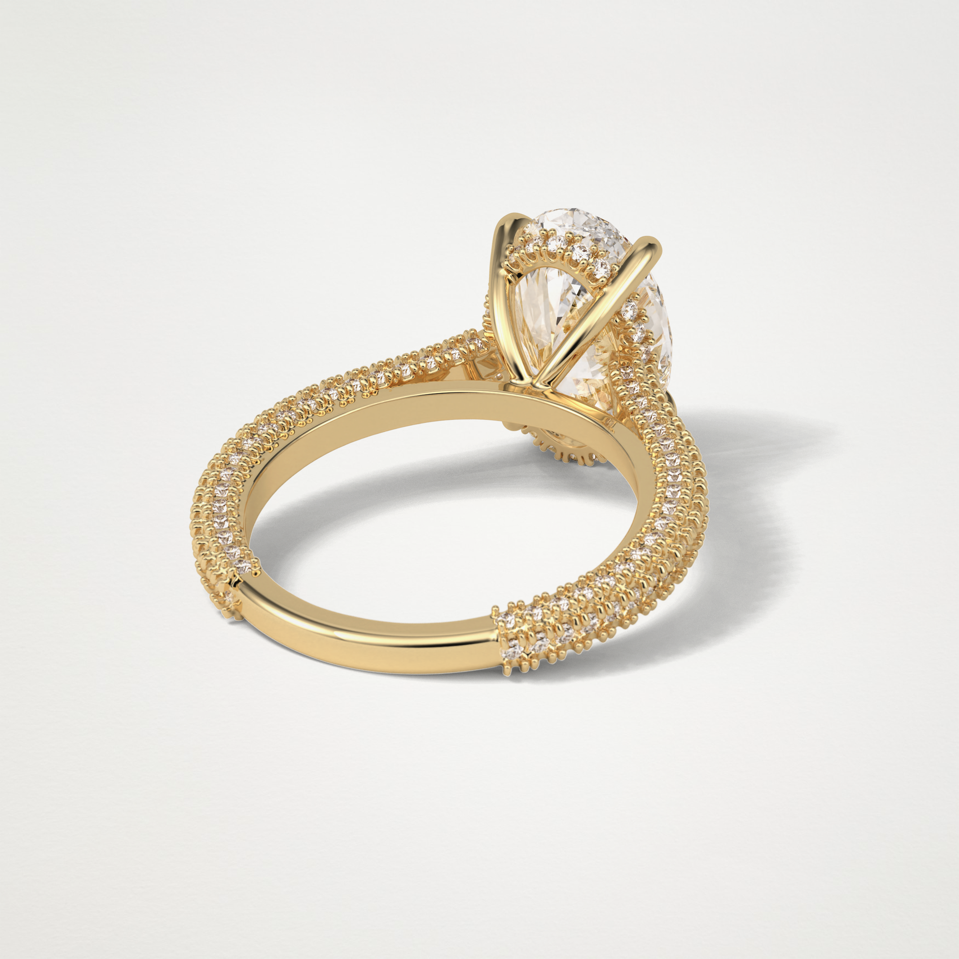Oval Pave & Hidden Halo Lab Grown Diamond Engagement Ring
