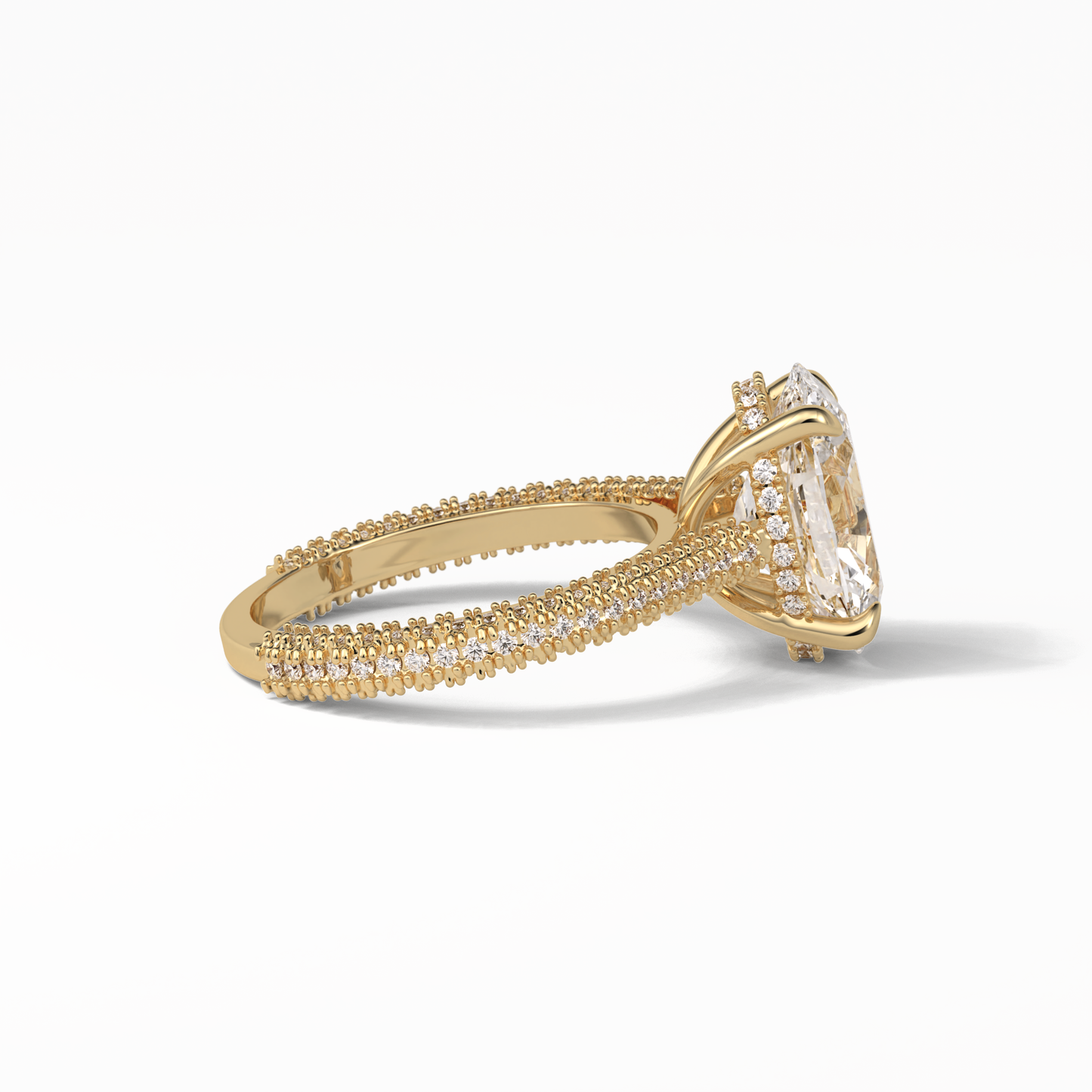 Oval Pave & Hidden Halo Lab Grown Diamond Engagement Ring