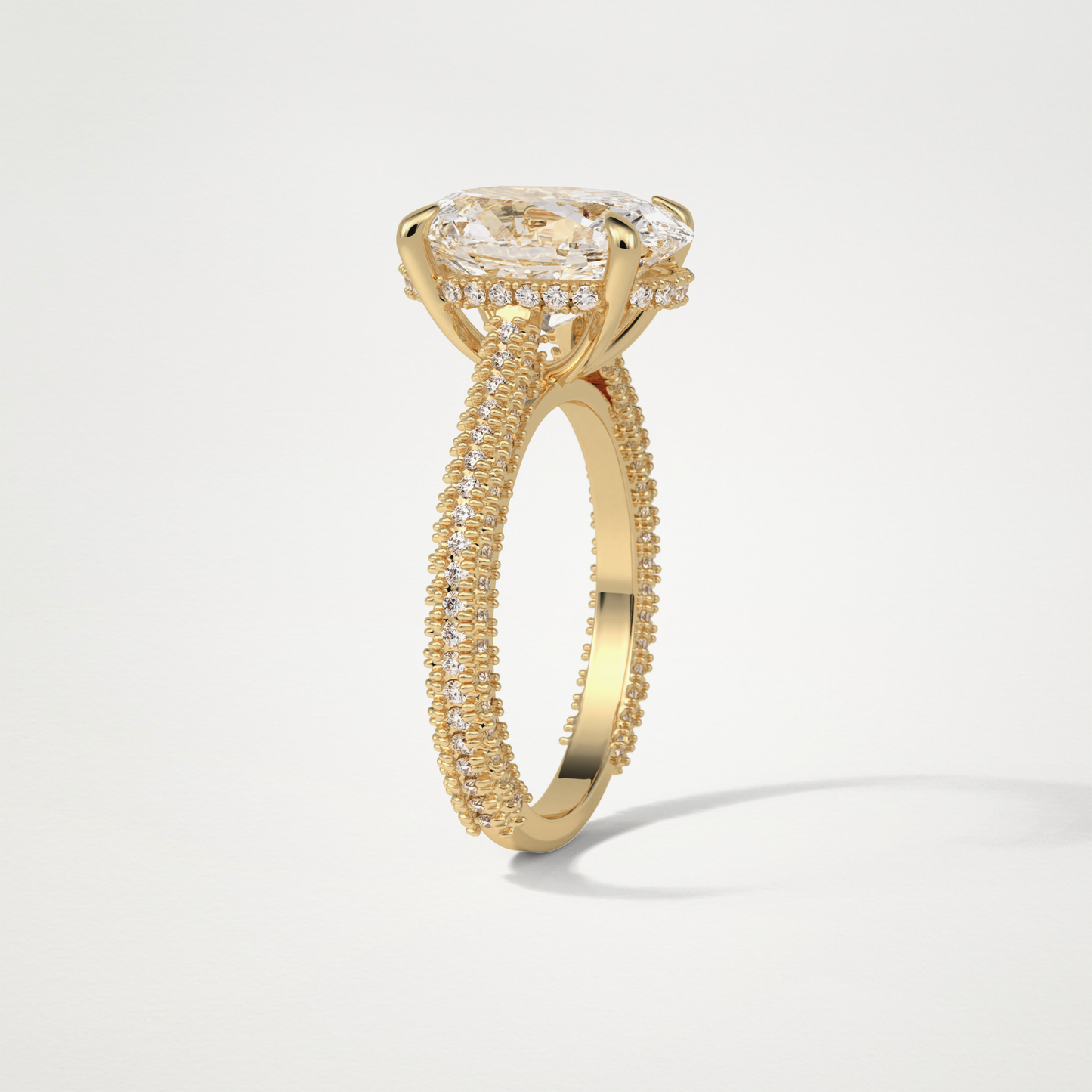 Oval Pave & Hidden Halo Lab Grown Diamond Engagement Ring