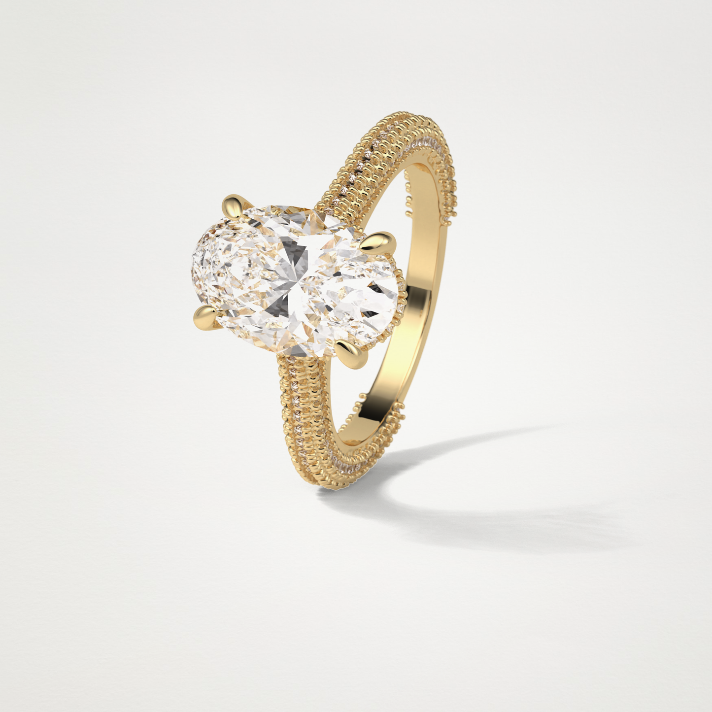 Oval Pave & Hidden Halo Lab Grown Diamond Engagement Ring