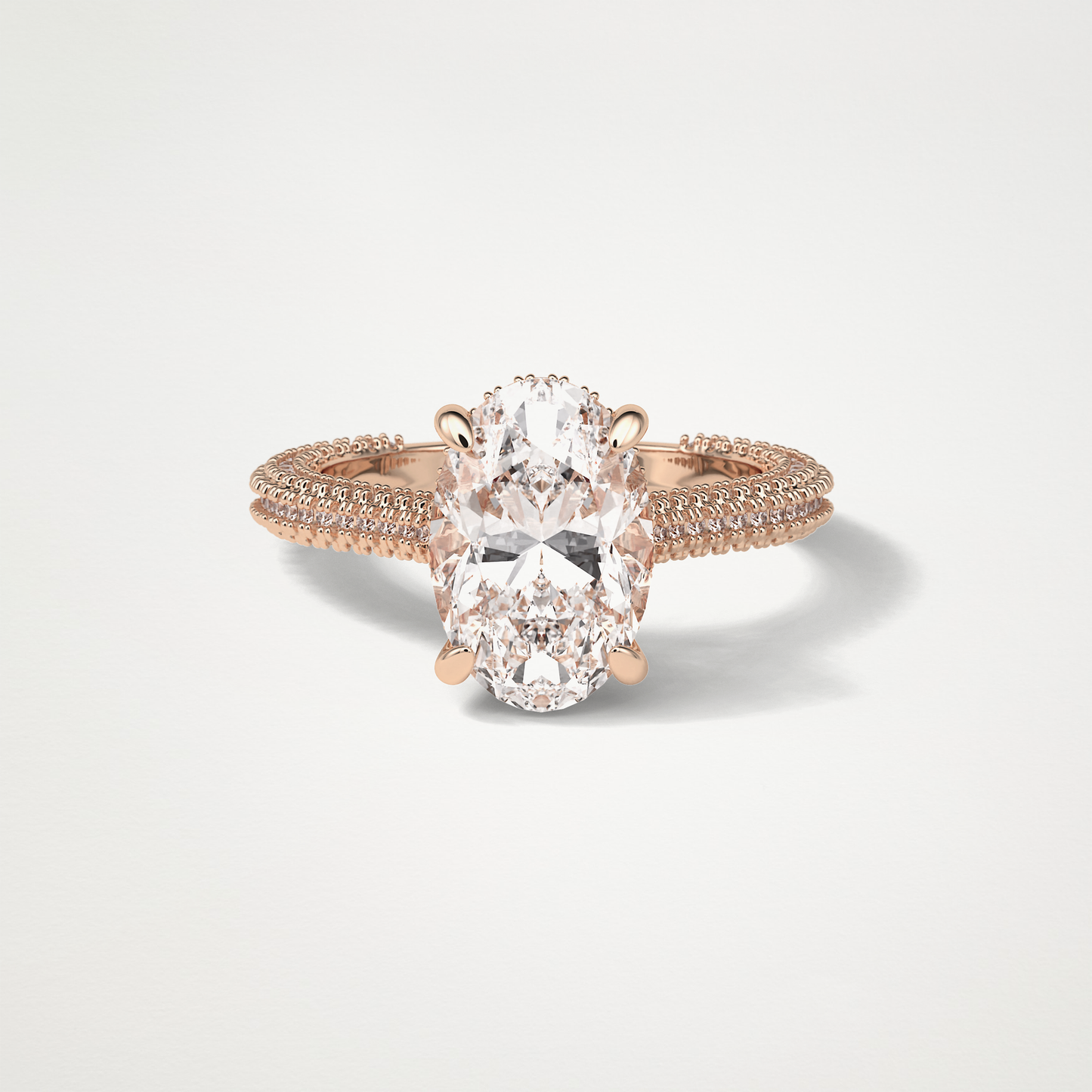 Oval Pave & Hidden Halo Lab Grown Diamond Engagement Ring