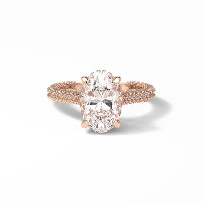 Oval Pave & Hidden Halo Lab Grown Diamond Engagement Ring