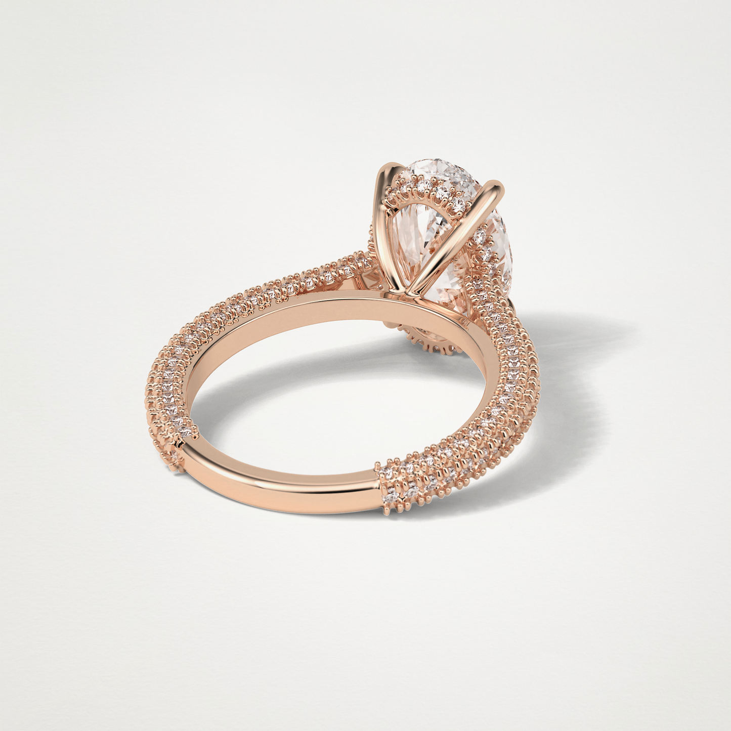 Oval Pave & Hidden Halo Lab Grown Diamond Engagement Ring