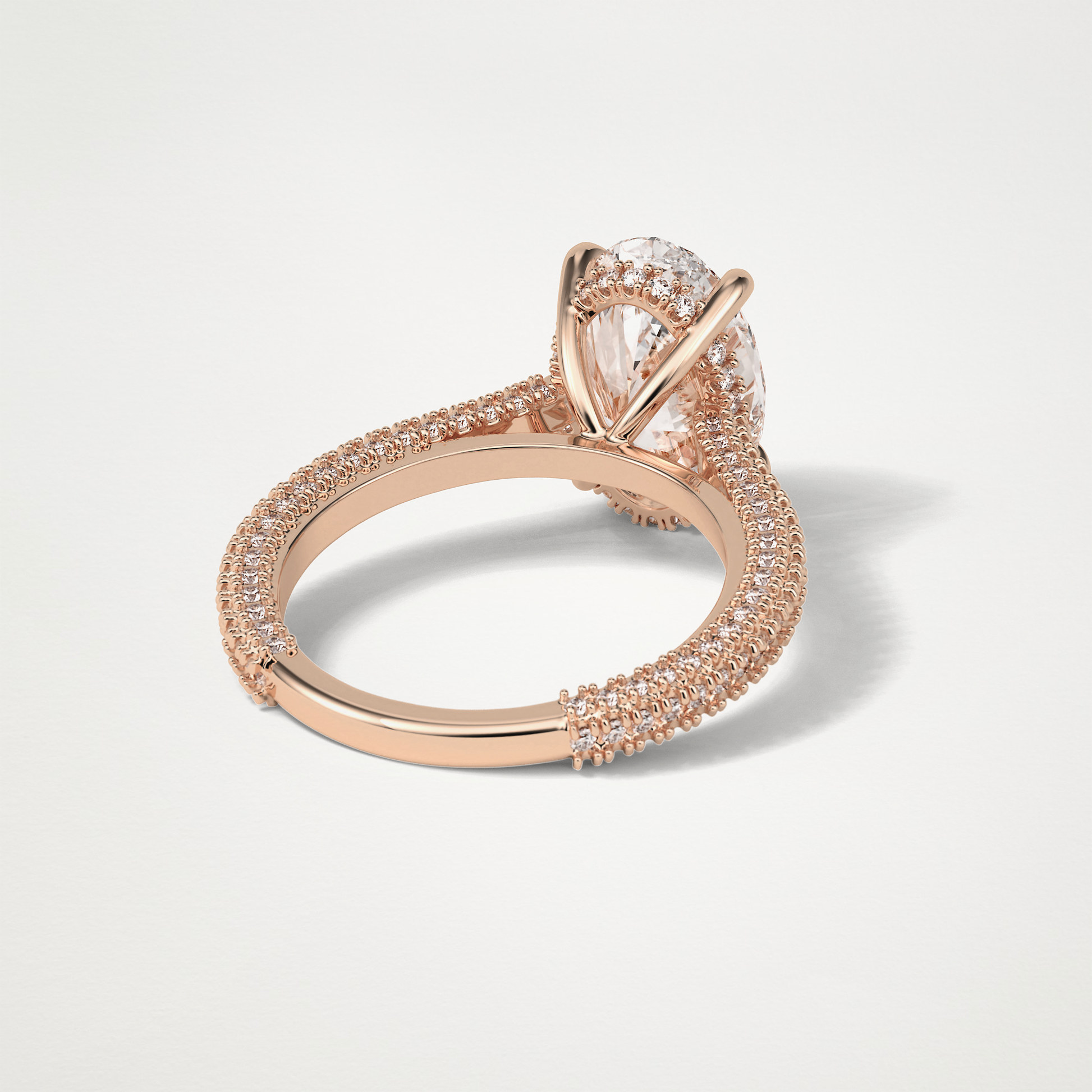 Oval Pave & Hidden Halo Lab Grown Diamond Engagement Ring