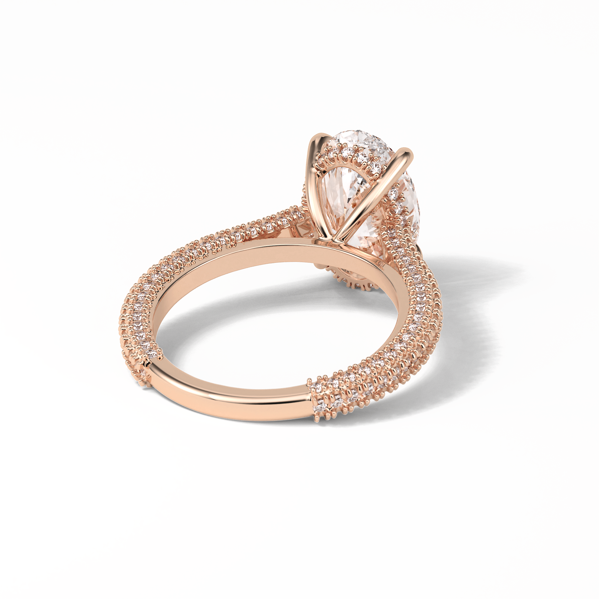 Oval Pave & Hidden Halo Lab Grown Diamond Engagement Ring