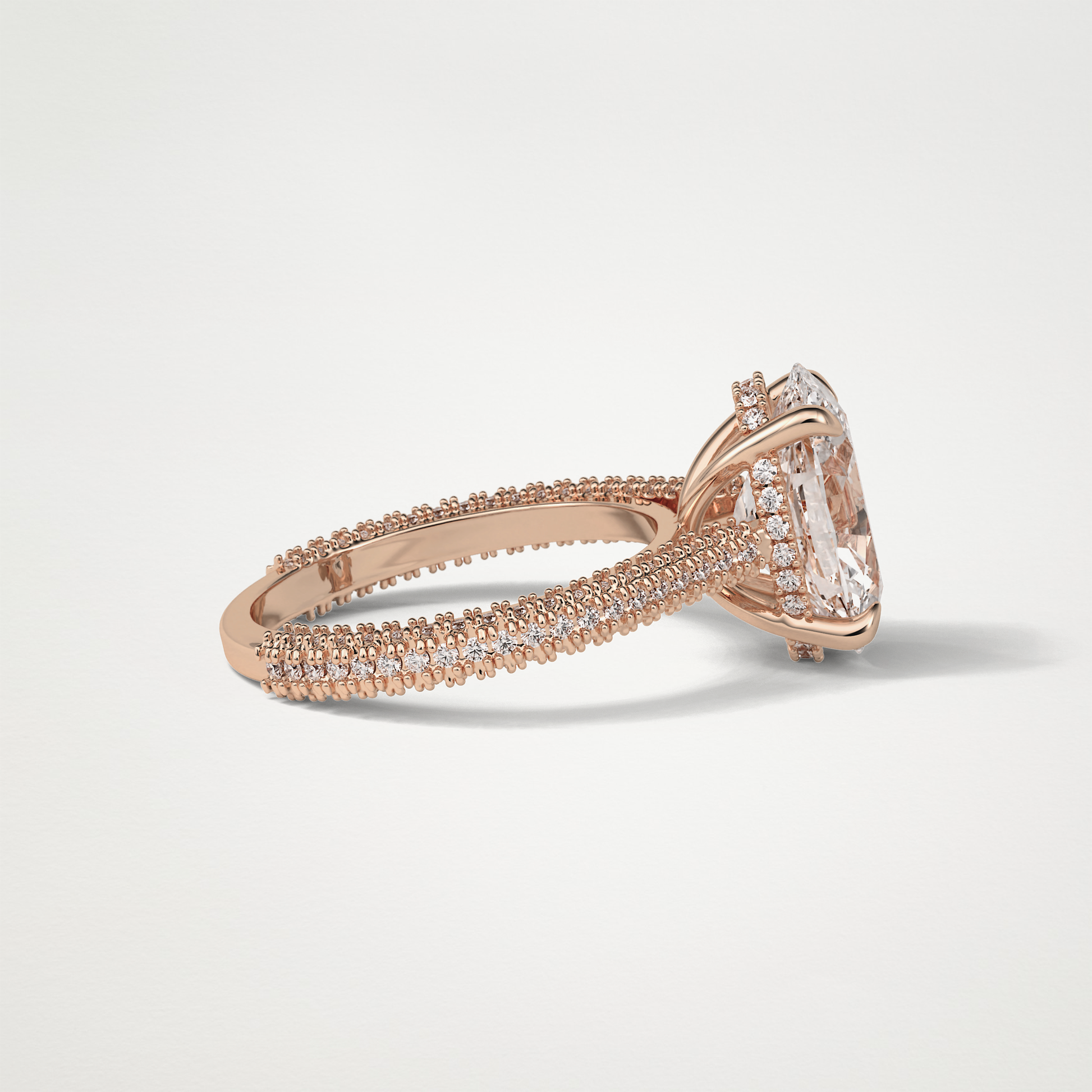 Oval Pave & Hidden Halo Lab Grown Diamond Engagement Ring