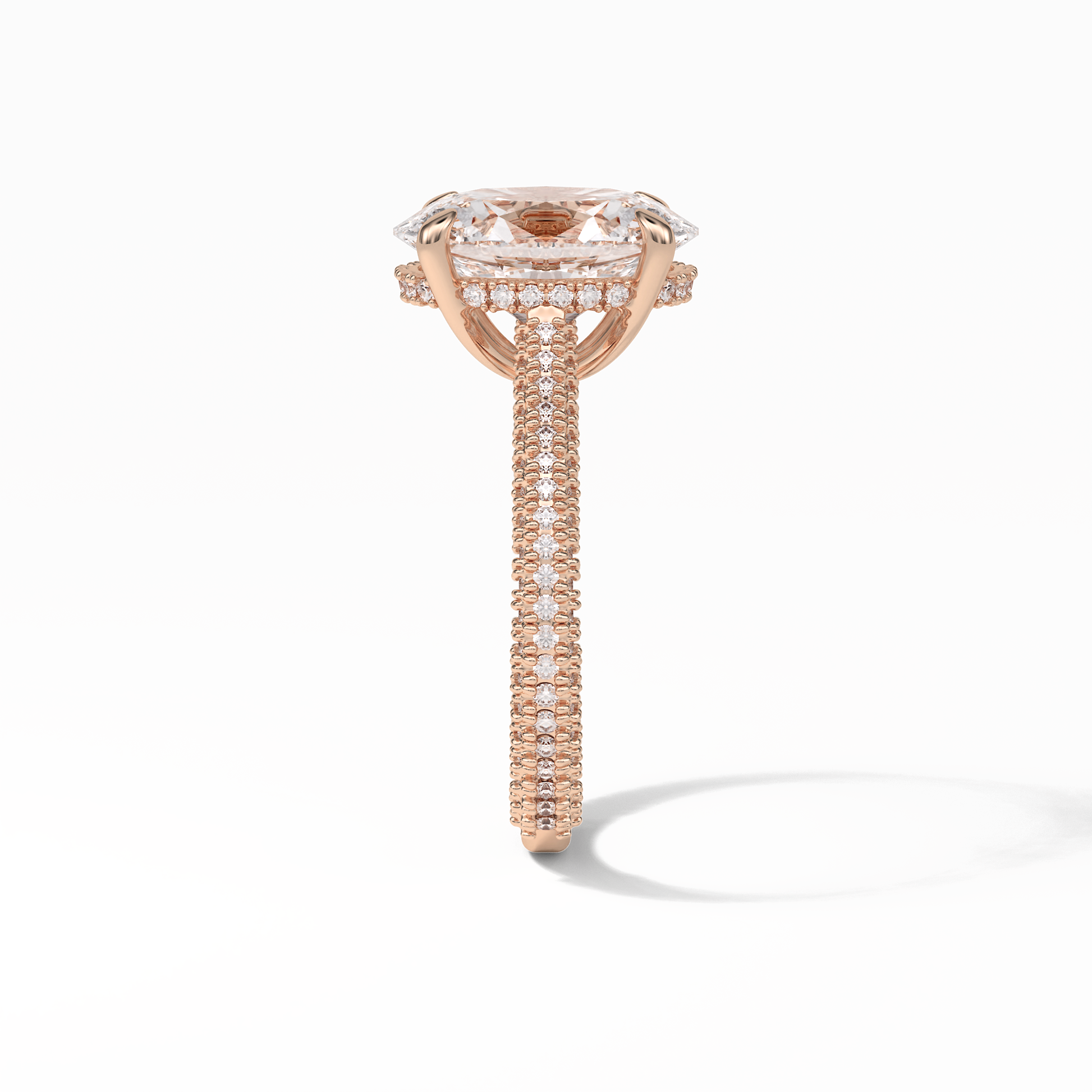 Oval Pave & Hidden Halo Lab Grown Diamond Engagement Ring