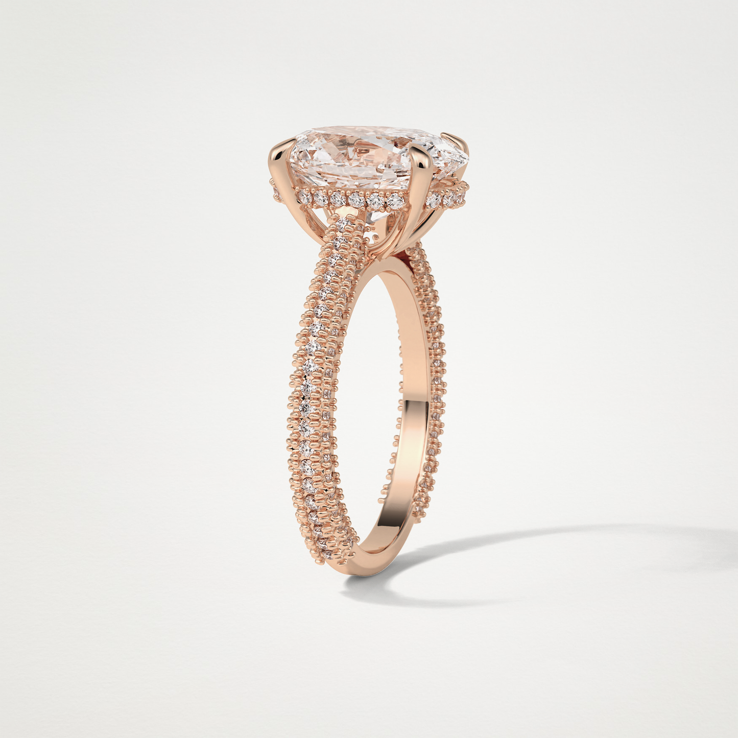 Oval Pave & Hidden Halo Lab Grown Diamond Engagement Ring