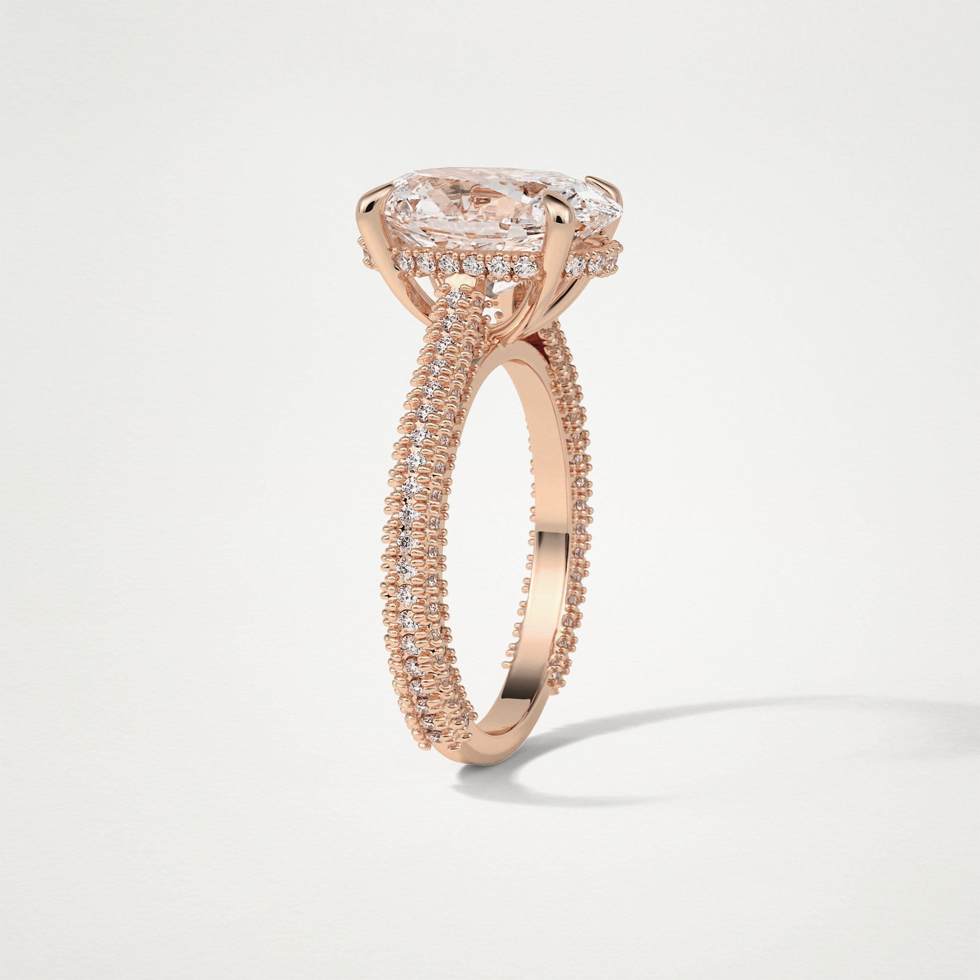 Oval Pave & Hidden Halo Lab Grown Diamond Engagement Ring