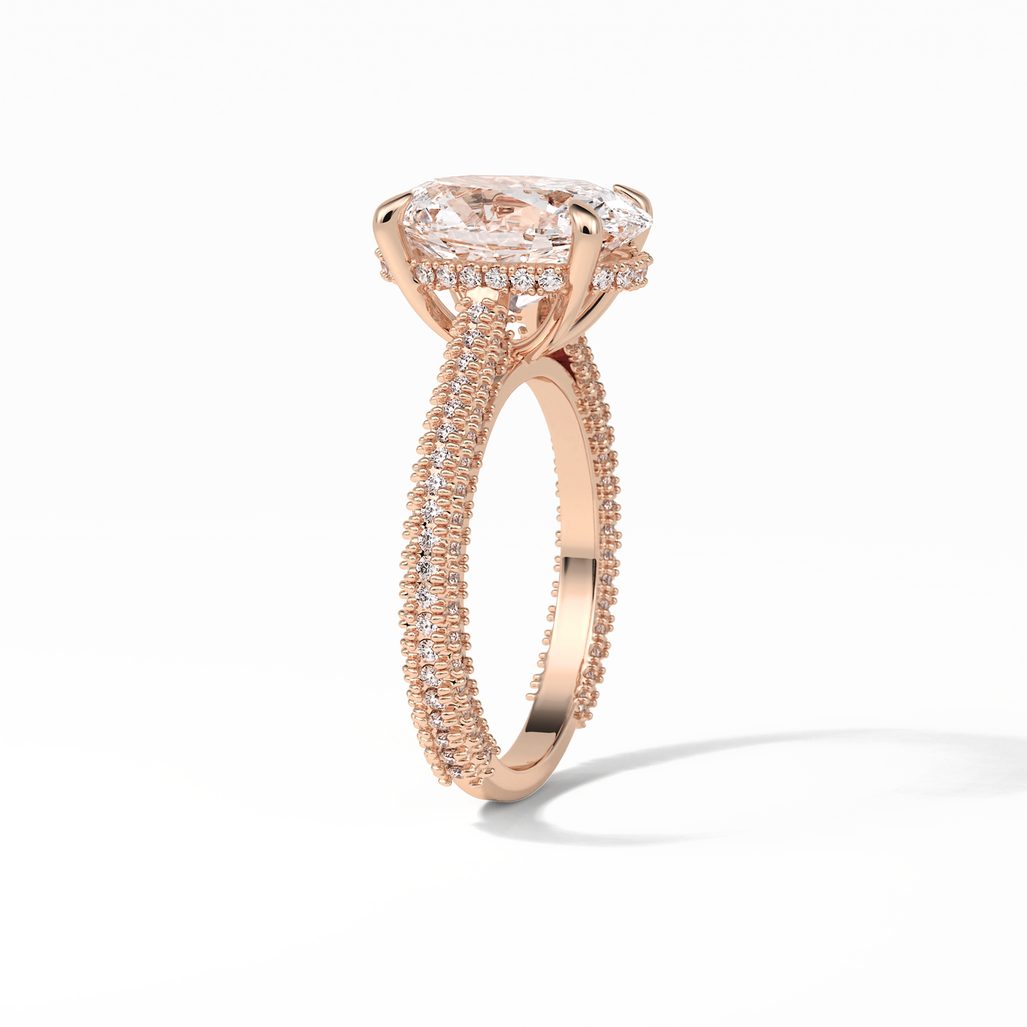 Oval Pave & Hidden Halo Lab Grown Diamond Engagement Ring