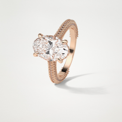 Oval Pave & Hidden Halo Lab Grown Diamond Engagement Ring
