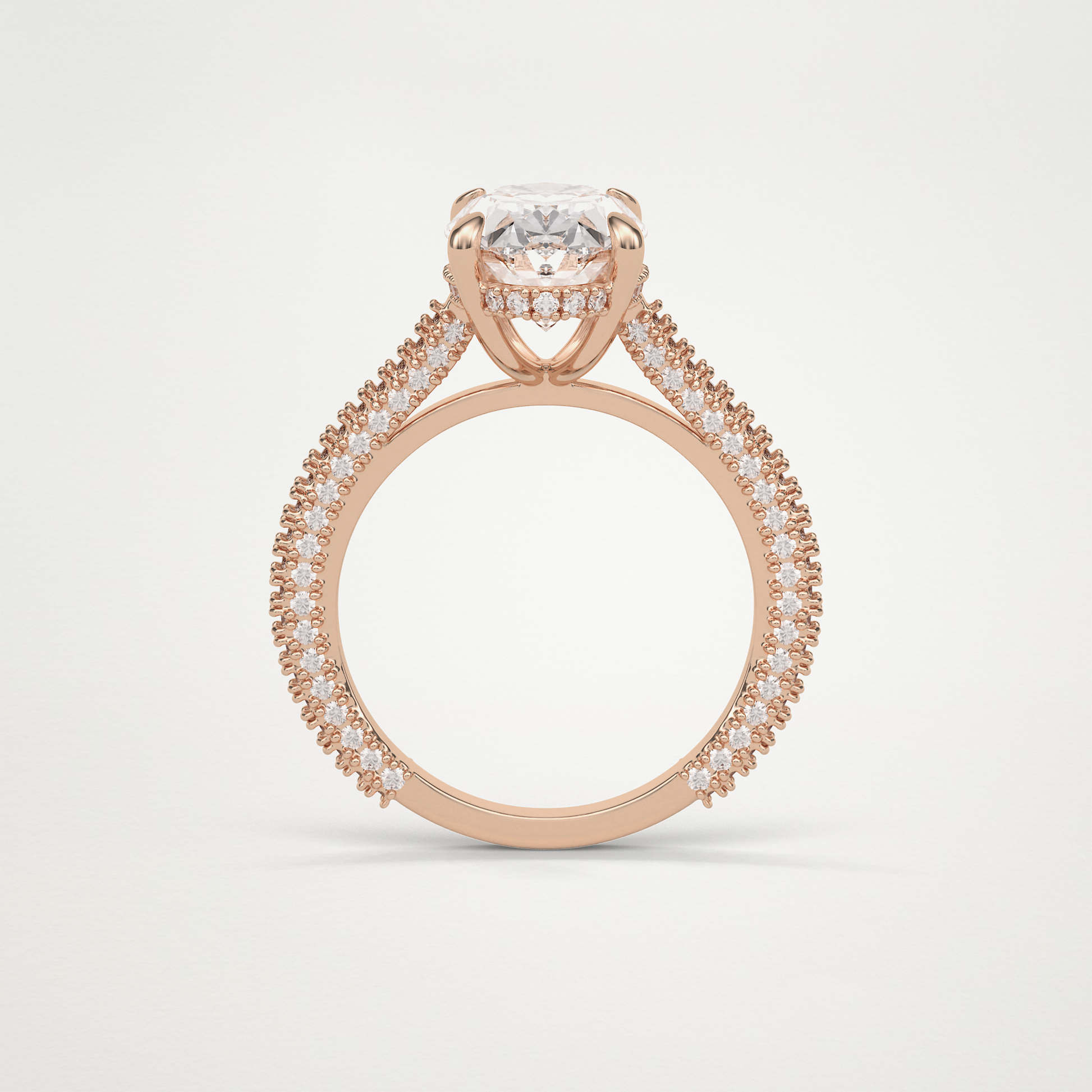 Oval Pave & Hidden Halo Lab Grown Diamond Engagement Ring