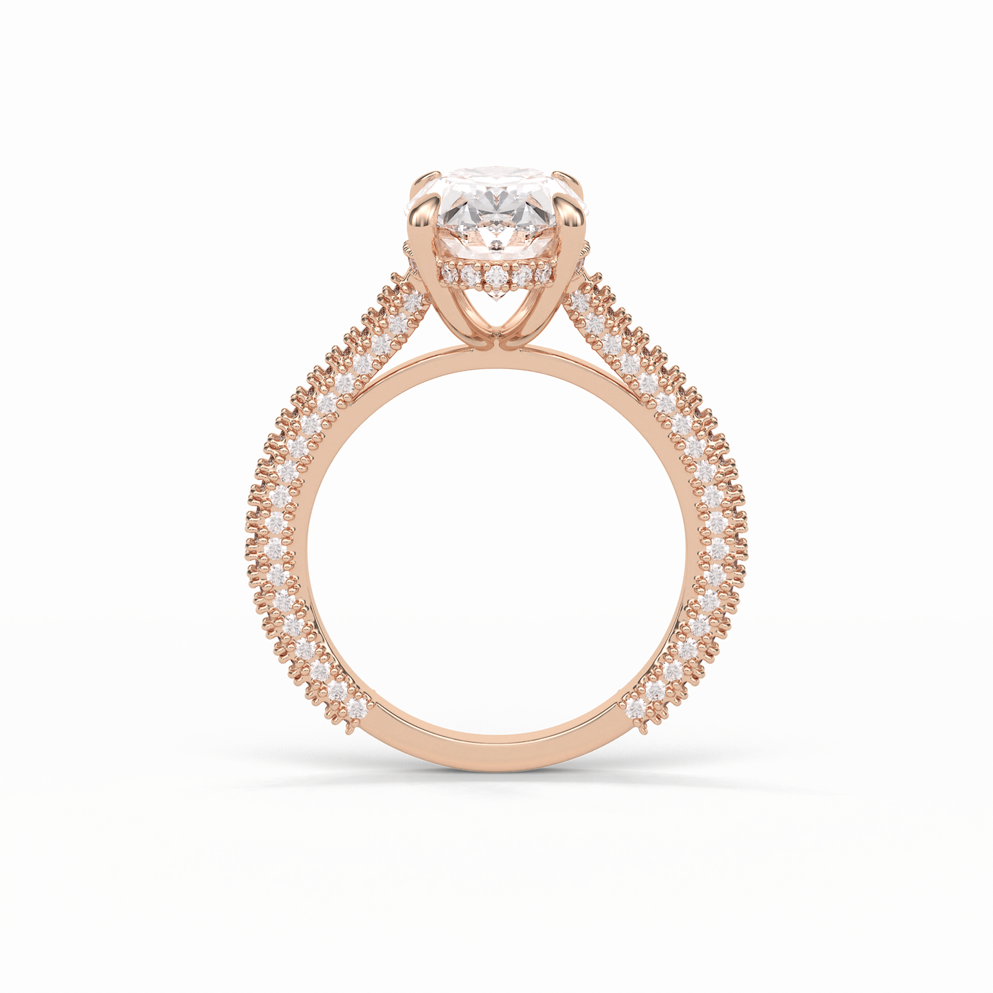 Oval Pave & Hidden Halo Lab Grown Diamond Engagement Ring