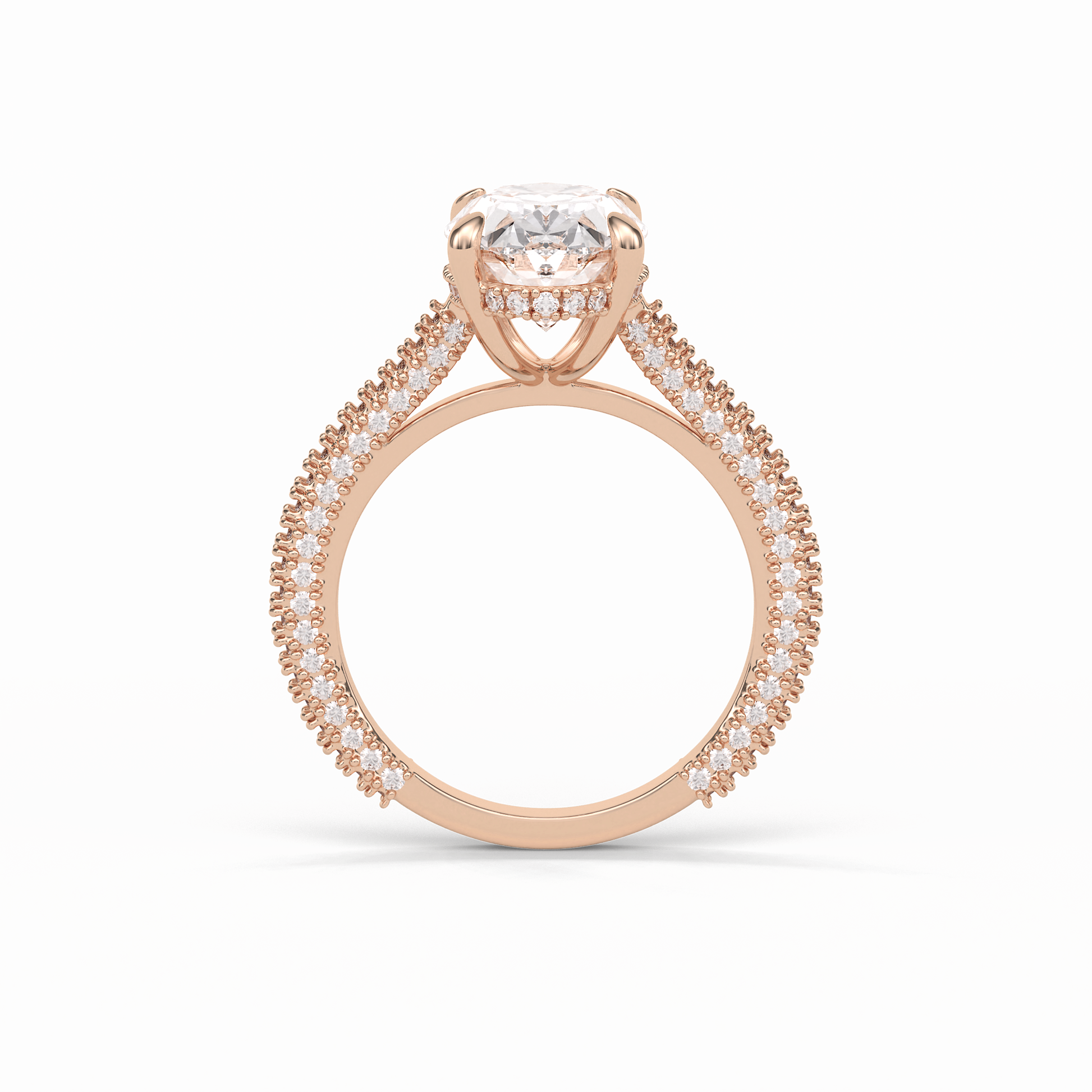 Oval Pave & Hidden Halo Lab Grown Diamond Engagement Ring
