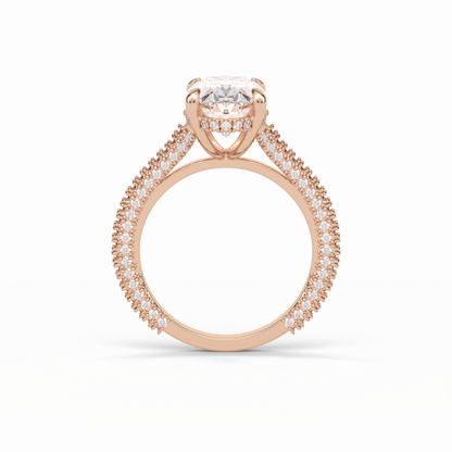 Oval Pave & Hidden Halo Lab Grown Diamond Engagement Ring