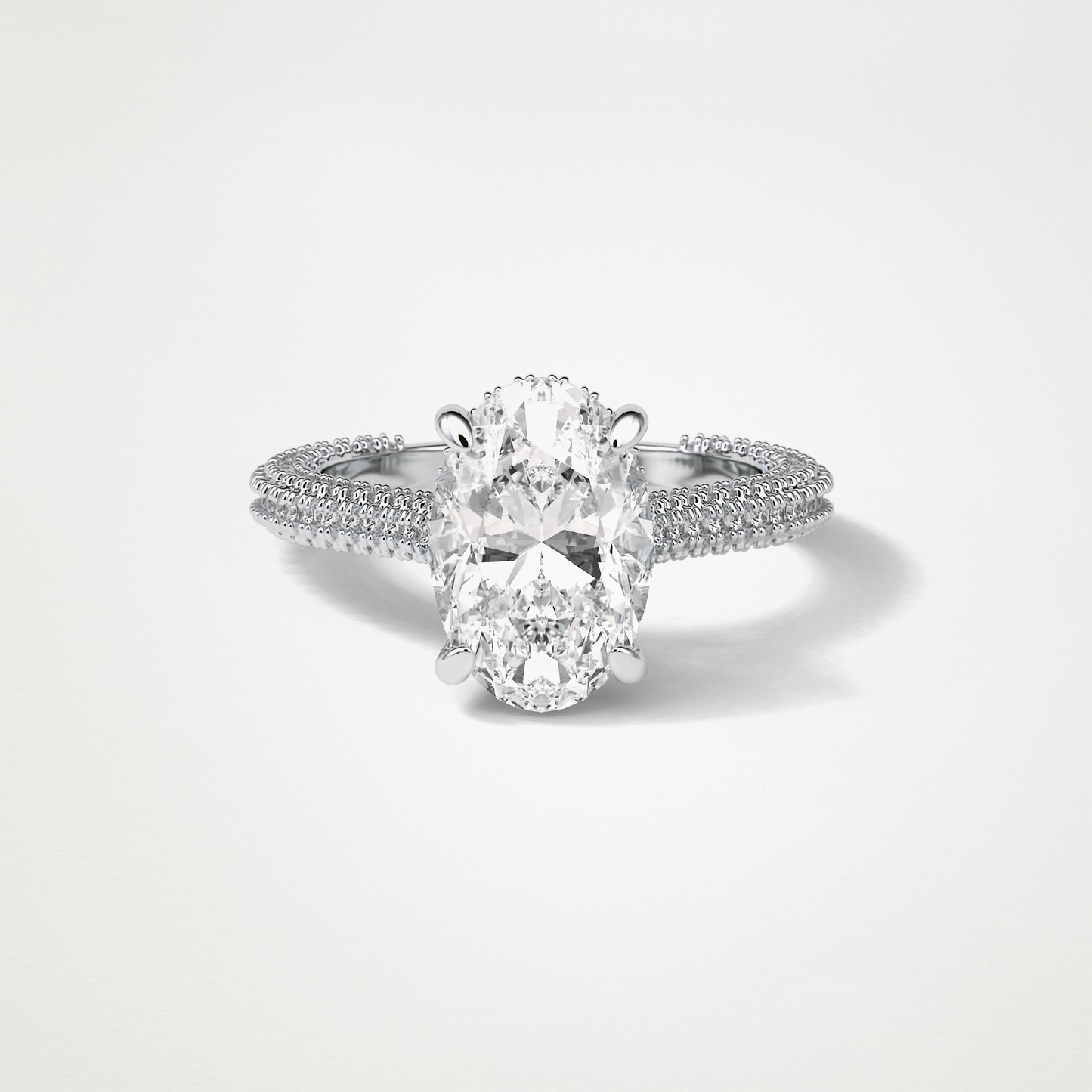 Oval Pave & Hidden Halo Lab Grown Diamond Engagement Ring