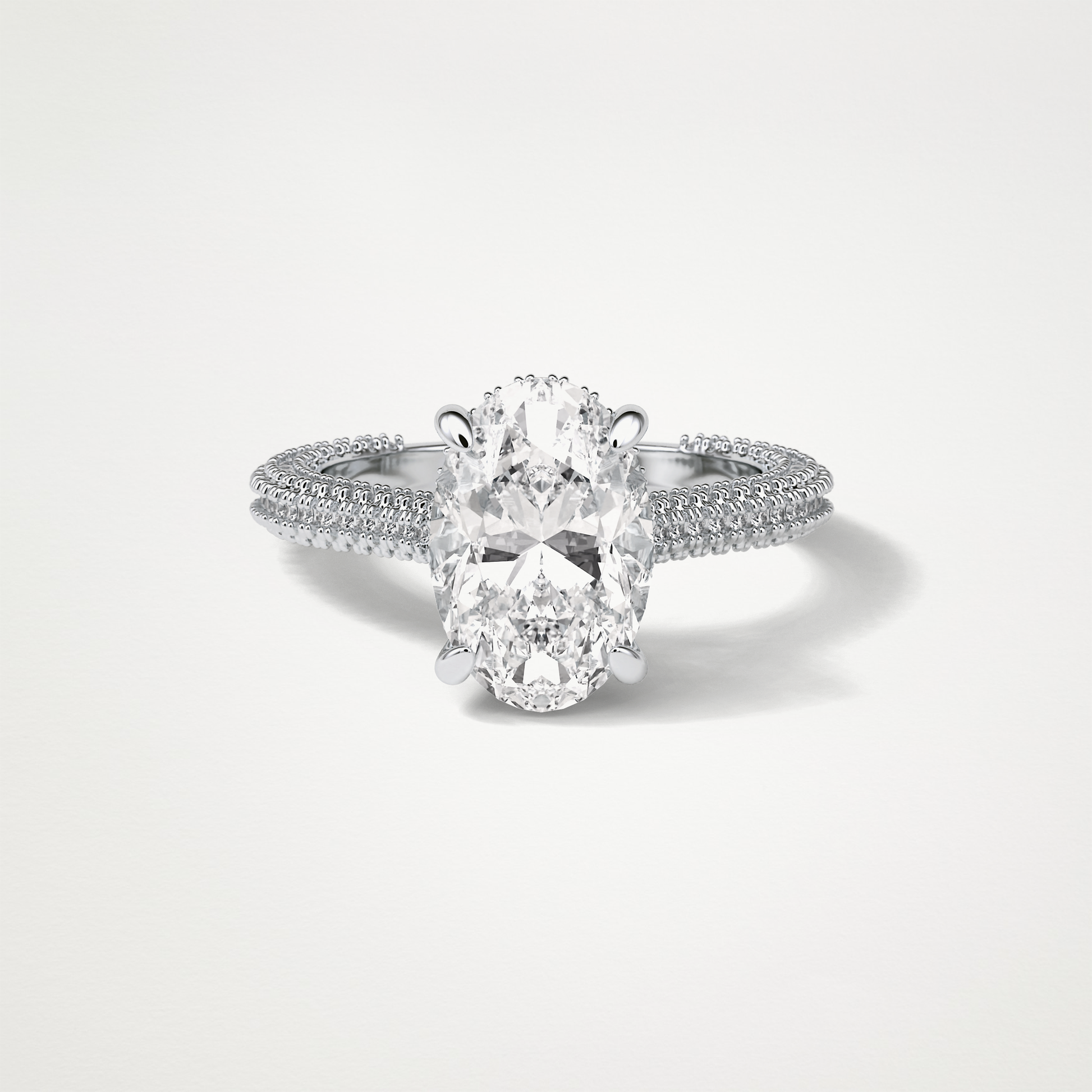 Oval Pave & Hidden Halo Lab Grown Diamond Engagement Ring