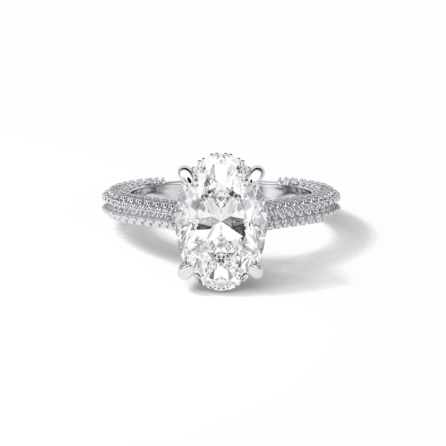 Oval Pave & Hidden Halo Lab Grown Diamond Engagement Ring