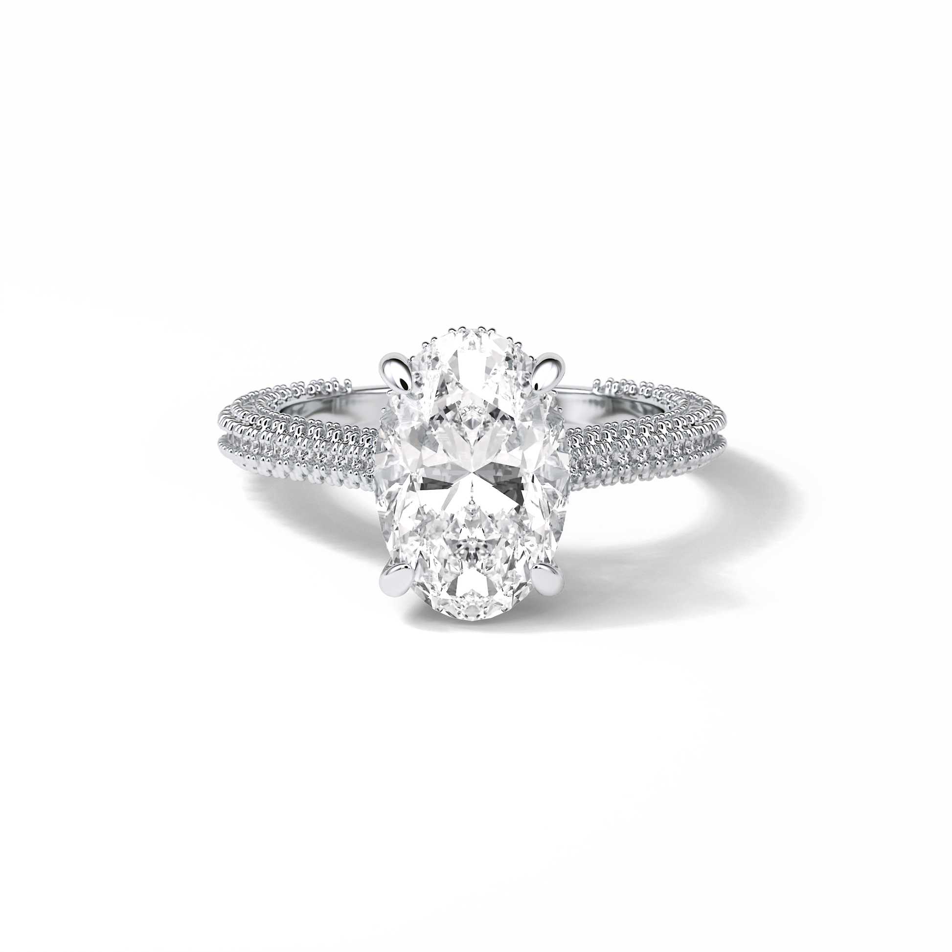 Oval Pave & Hidden Halo Lab Grown Diamond Engagement Ring